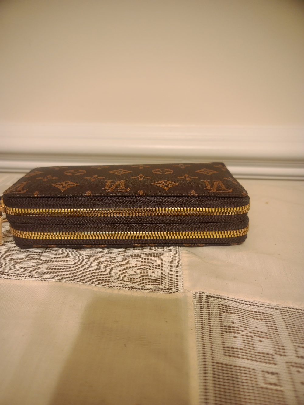 Monogram Brown Double-Zip Travel Wallet